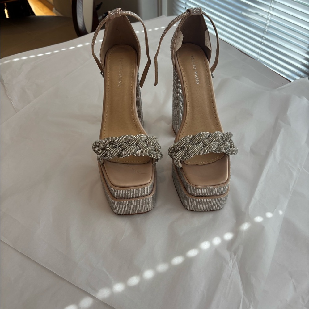 Azalea Wang  Bling Platform Heels with Braided Detail